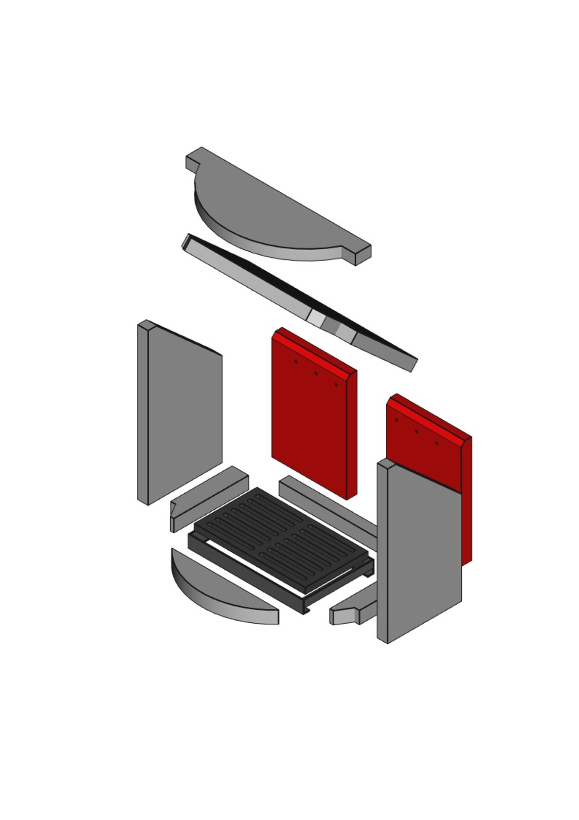 Tondano STS Brennraum Vermiculit, hinten Set 2-teilig