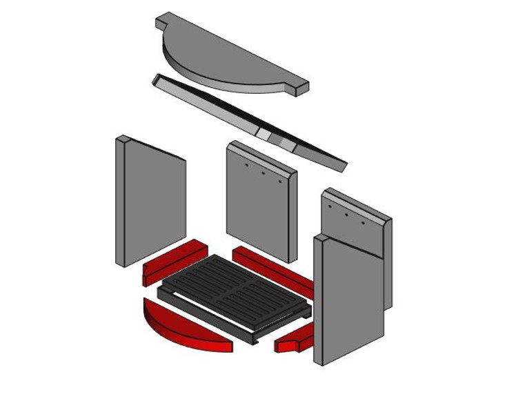 UNI-4033R Brennraum Boden Set 4-teilig