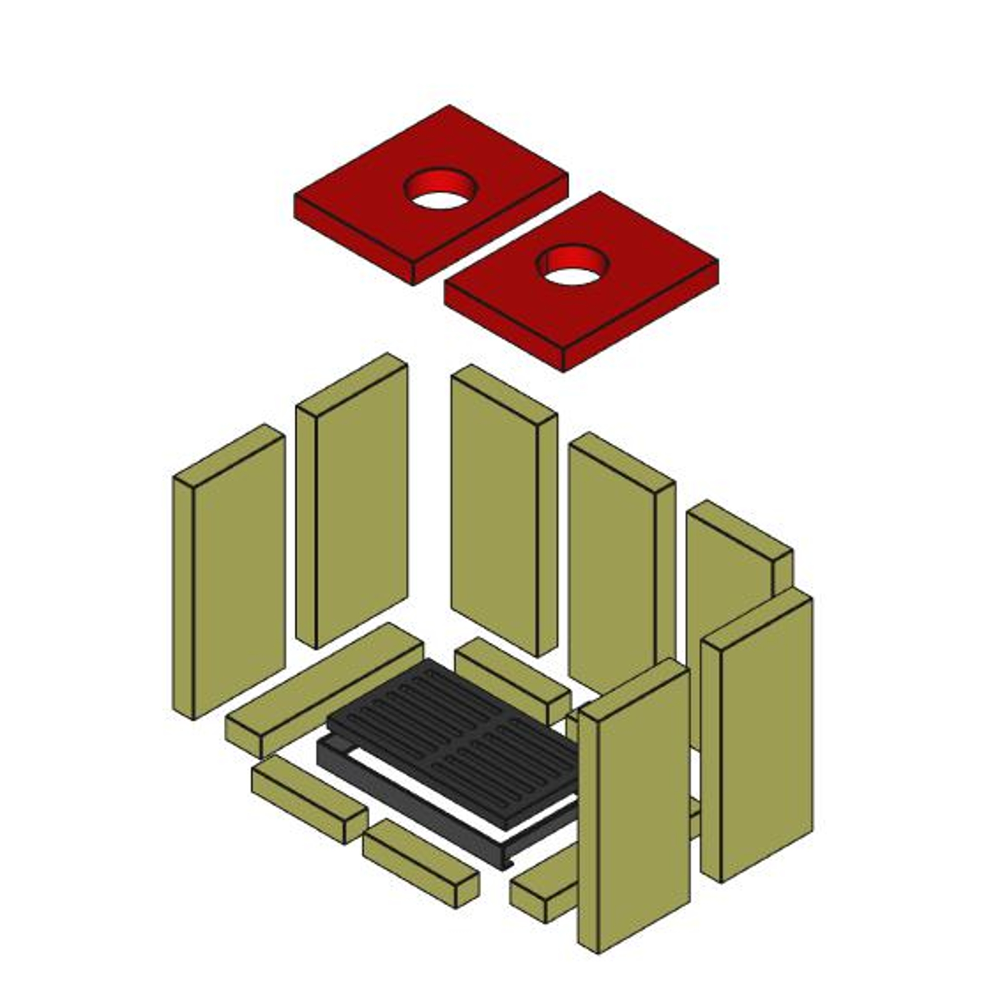 Bromo 1 Brennraum Umlenkplatte Set 2-teilig