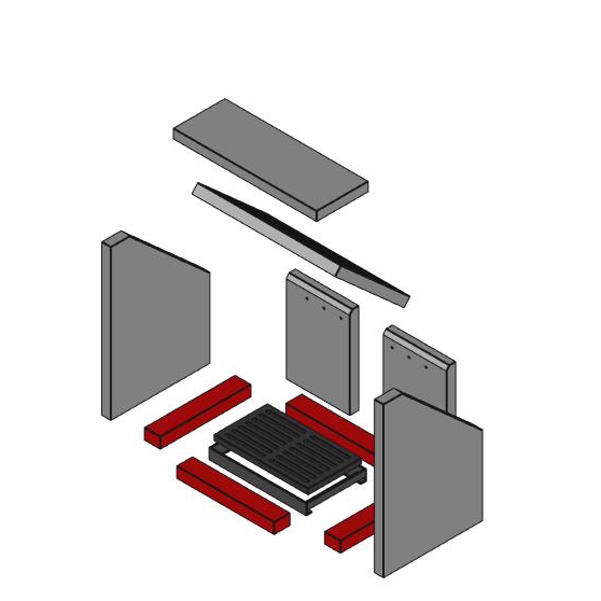 Techfire Bella 2 Brennraum Boden Set 4-teilig