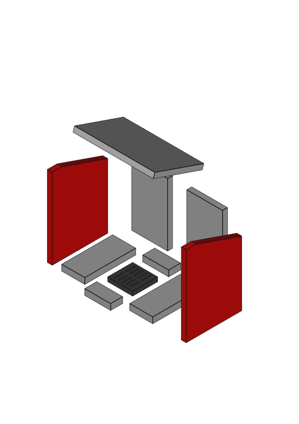 Oslo Brennraum seitlich Set 2-tlg Vermiculite