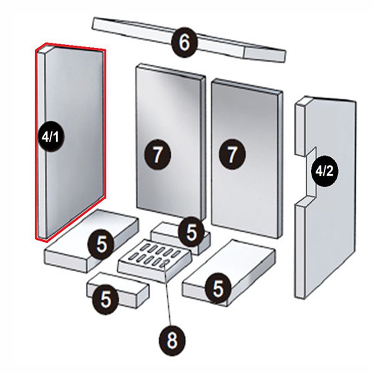 Amstad 3.0 Brennraum seitlich Einteilig, links