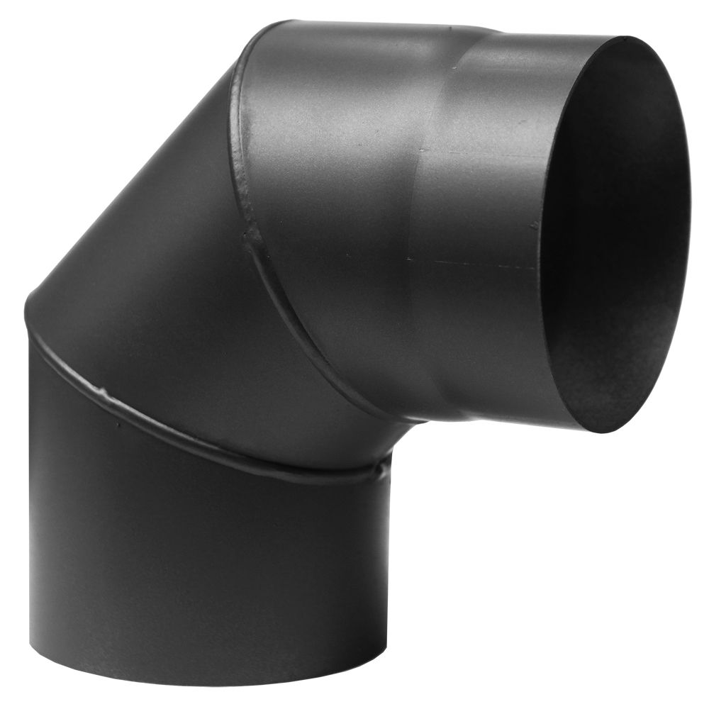 Rauchrohrbogen Schwarz 90 °/ 150 mm, fix