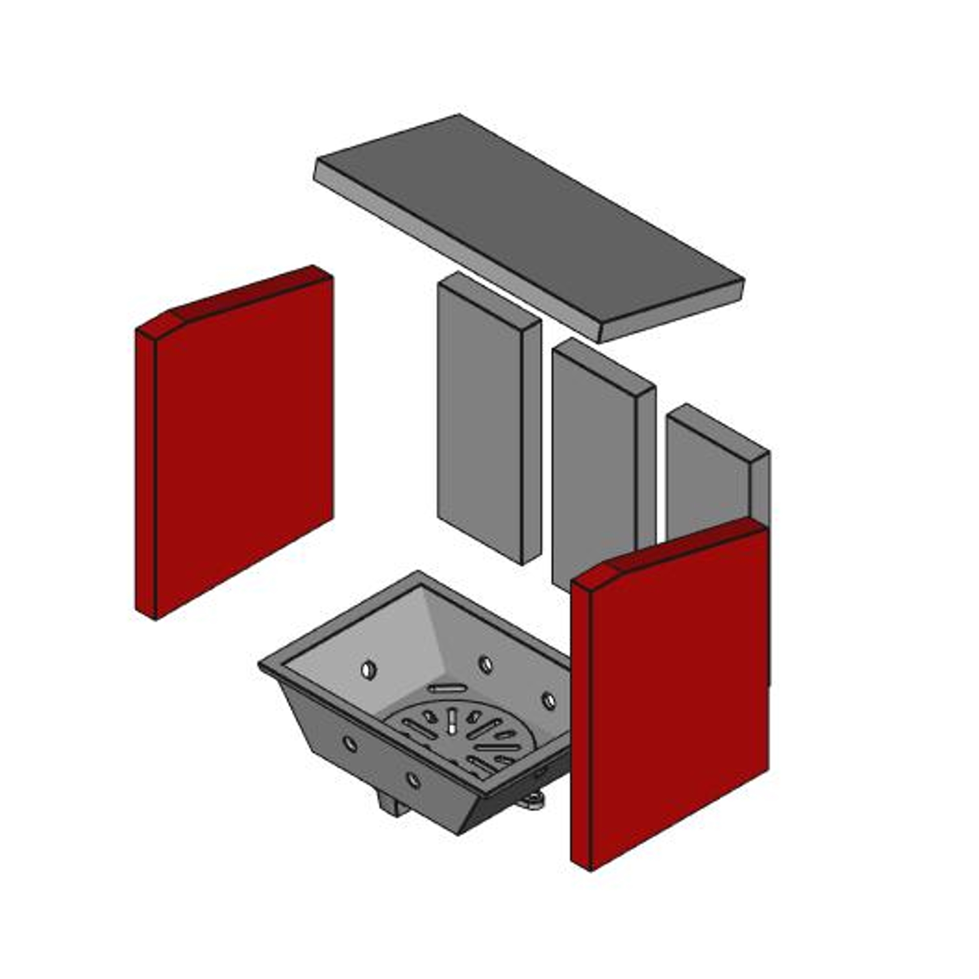 UNI-1159-H Brennraum seitlich Set 2-teilig