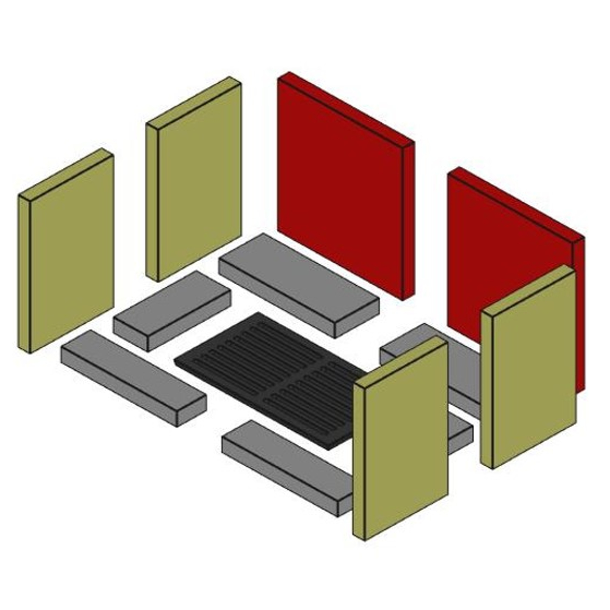 Triumpf B Brennraum hinten Set 2-teilig