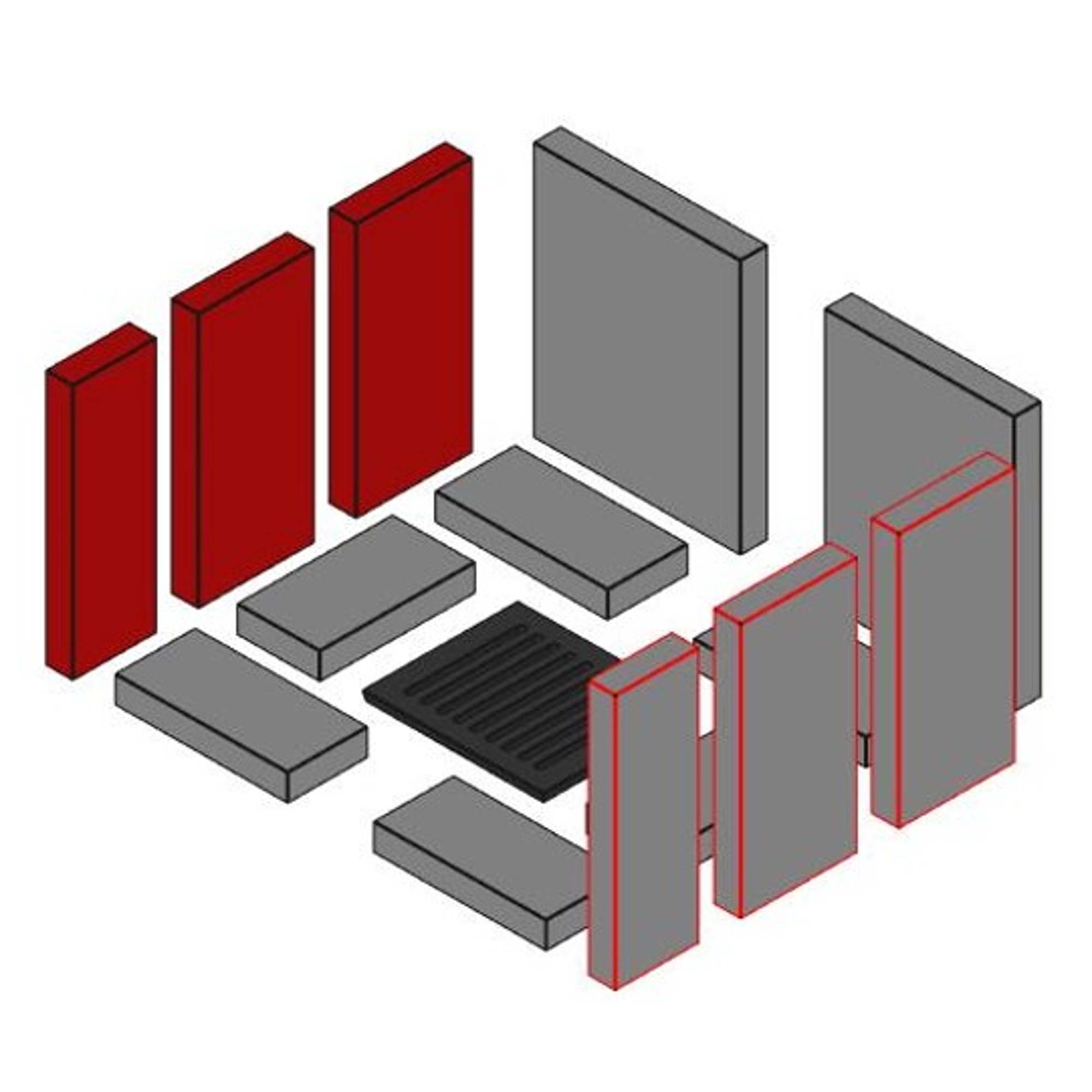 Deluxe F Brennraum seitlich Set 3-teilig, links oder rechts