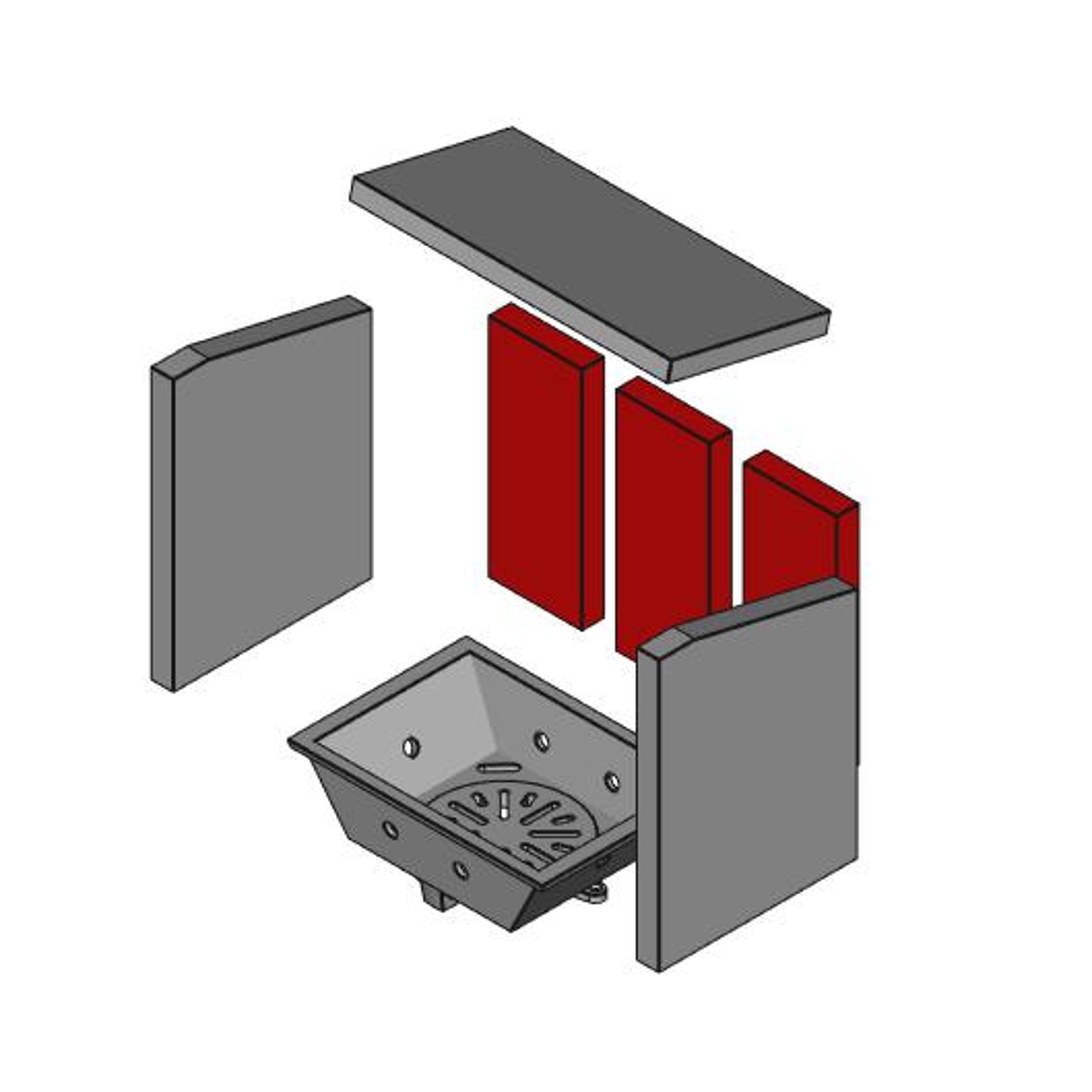 Techfire Nevio Sandstein Brennraum hinten Set 3-teilig