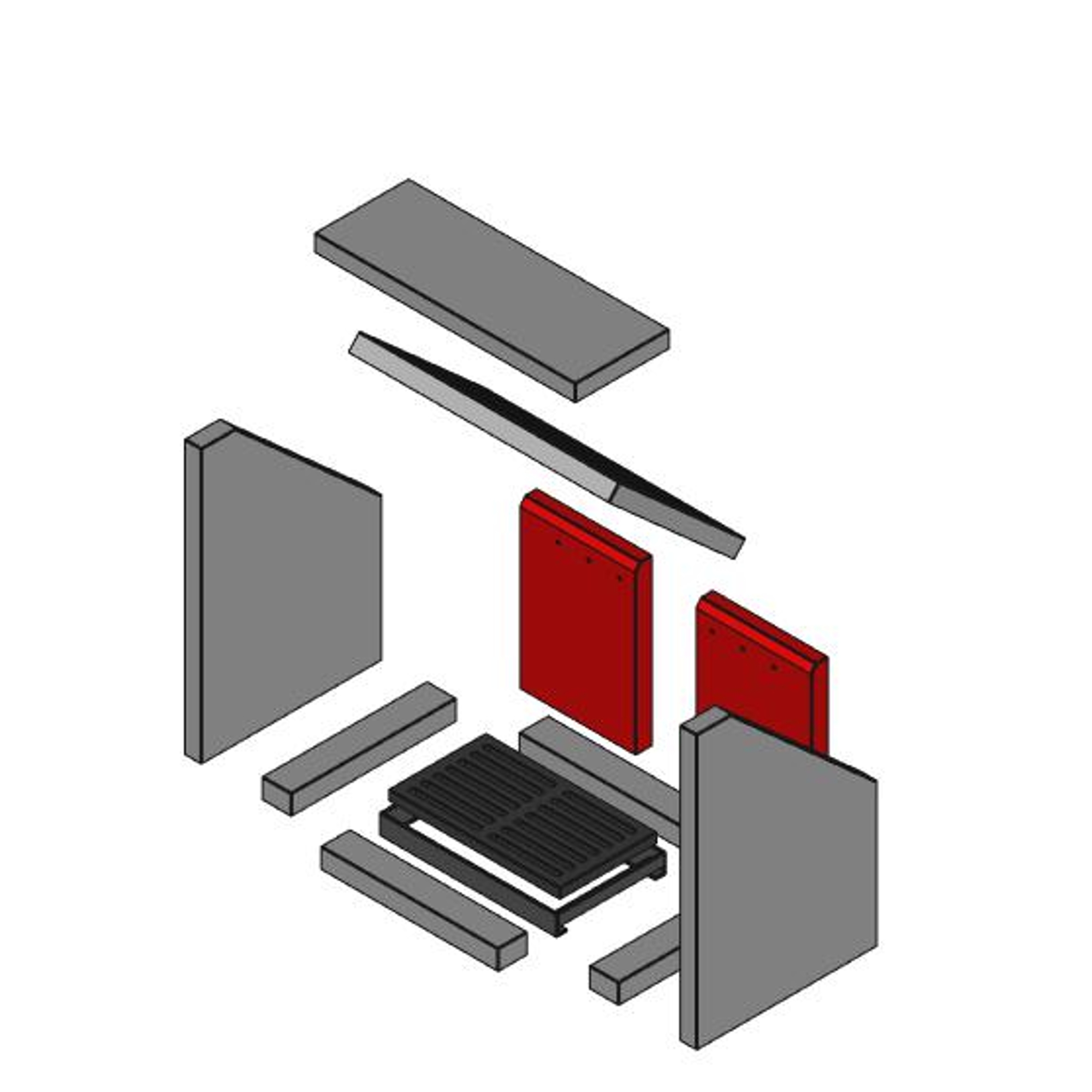 UNI-3066-STS Brennraum Vermiculit, hinten Set 2-teilig
