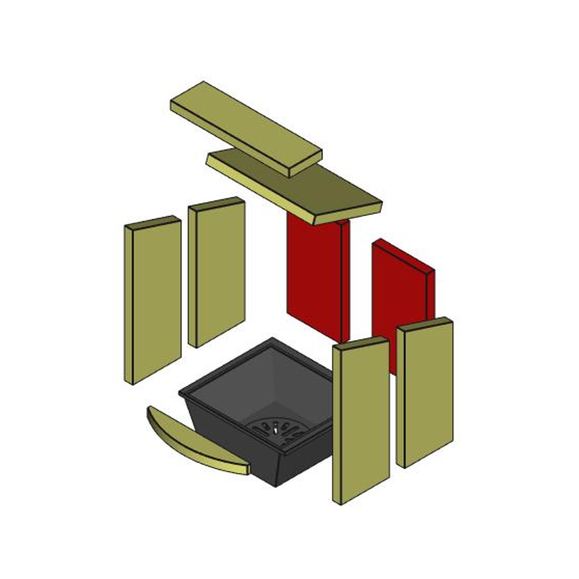 Modena Brennraum Vermiculit, hinten, Set 2-teilig