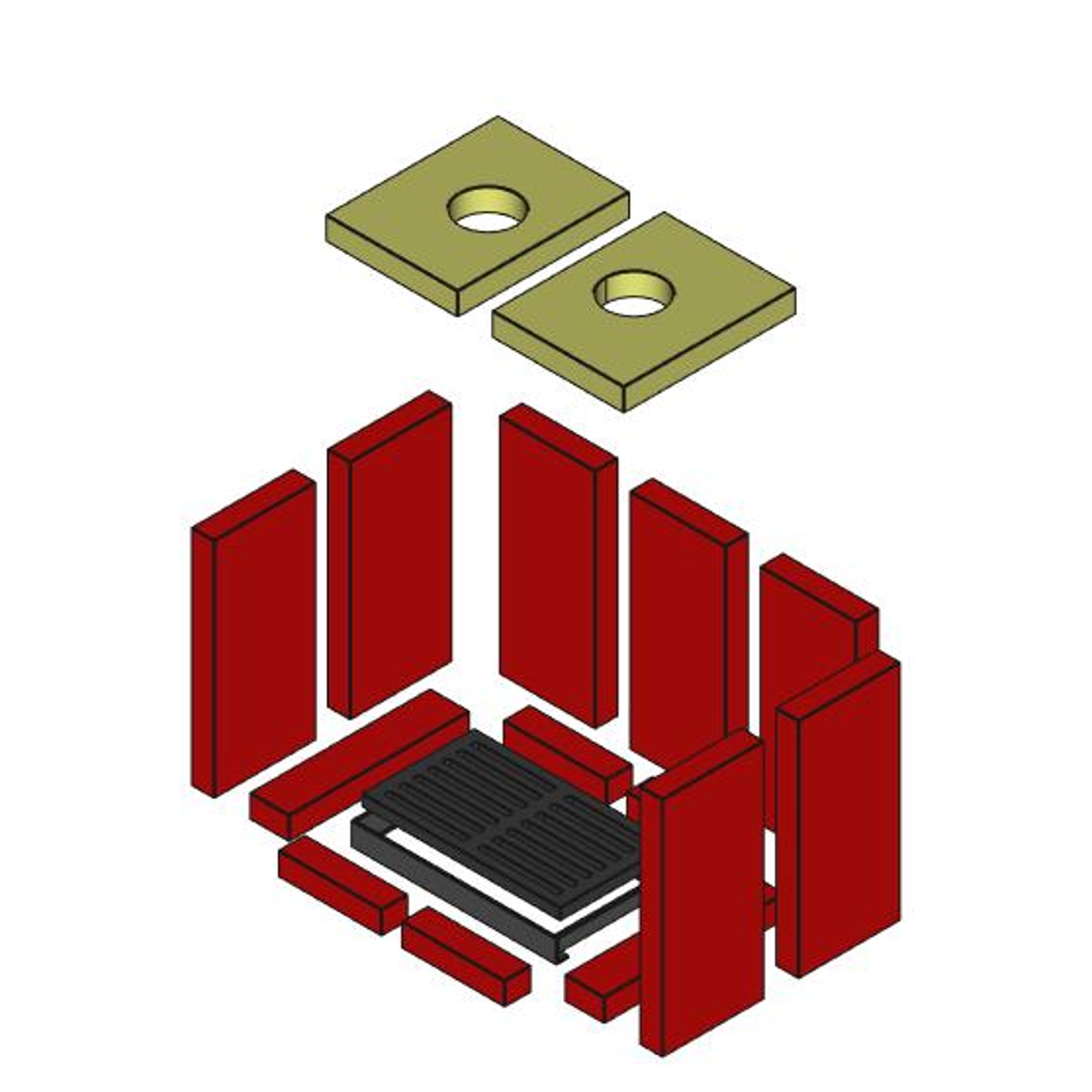 UNI-1064-GTS Brennraum Vermiculit, komplett, Set 13-teilig