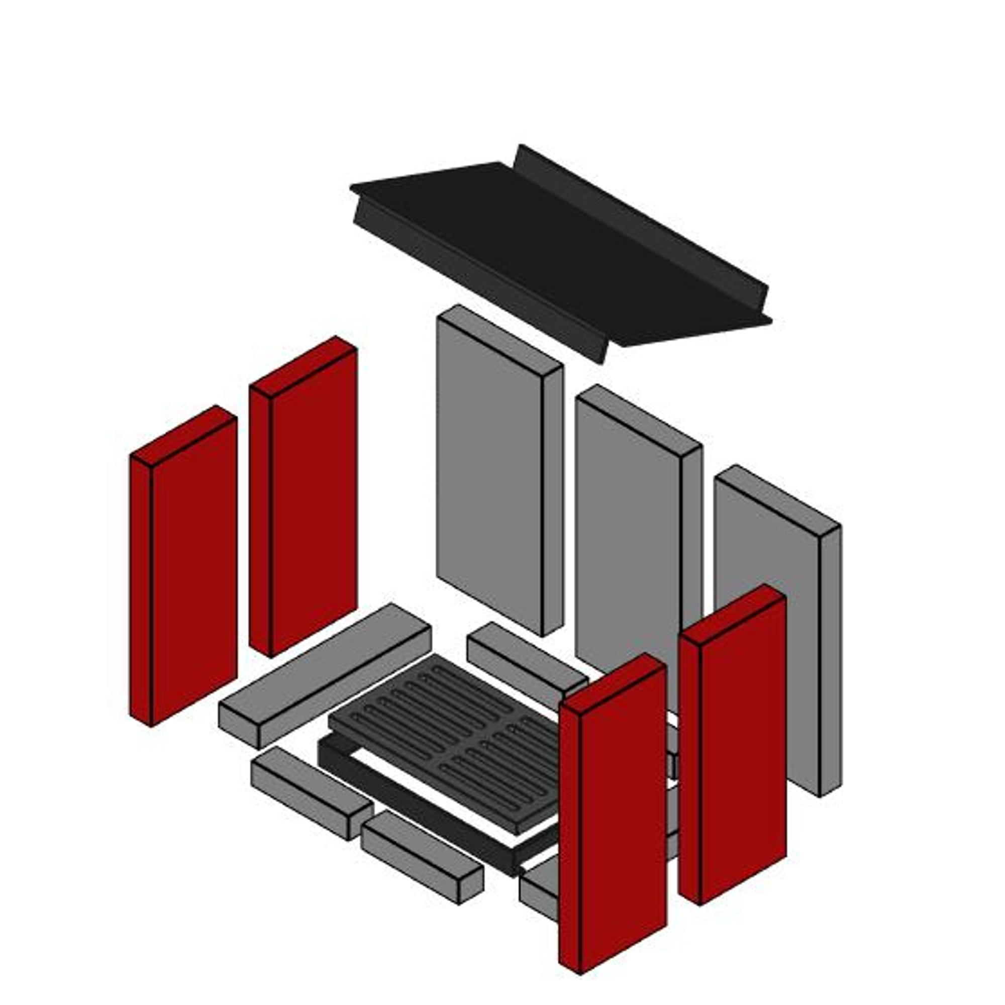 Uni-1964 Brennraum seitlich Set 4-teilig